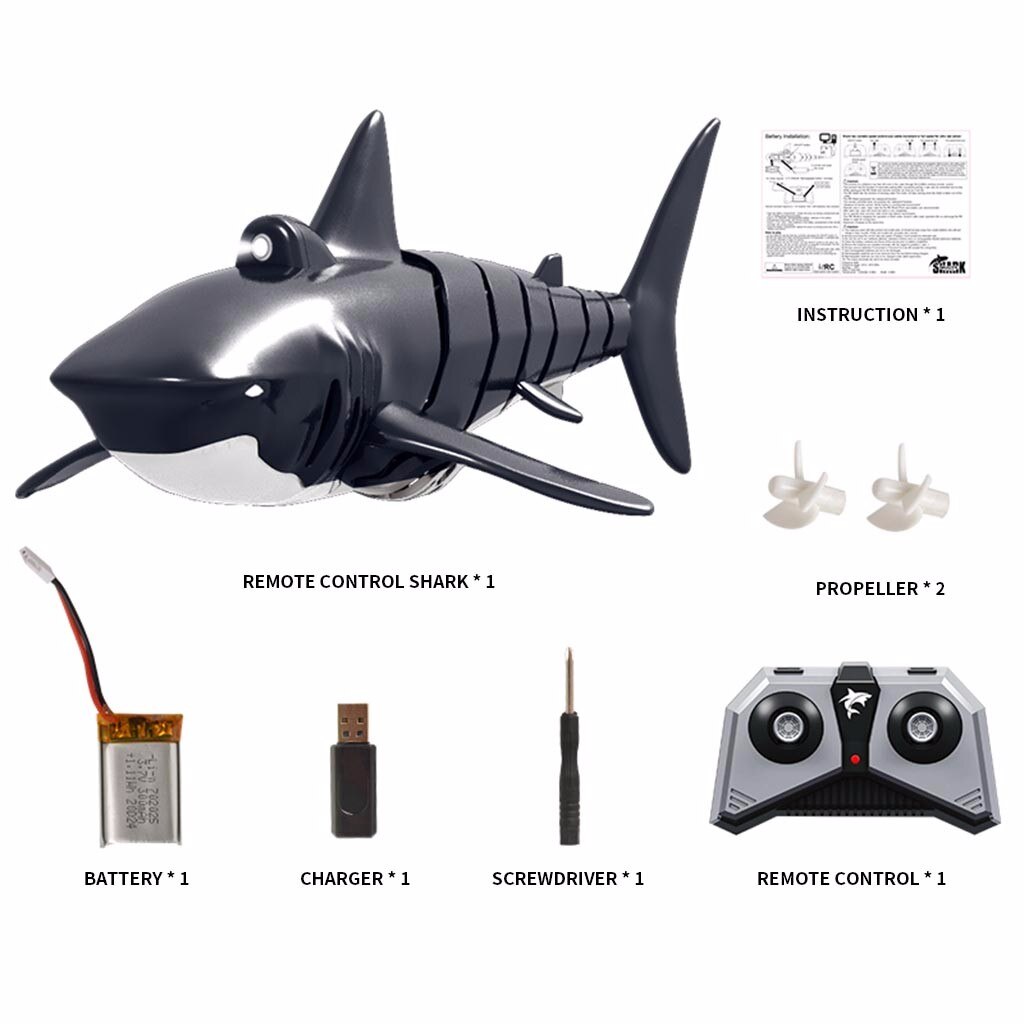 Fjernbetjening haj 2.4g elektrisk simulering rc fisk genopladeligt batteri vand swimmingpool børn sand pool bad legetøj