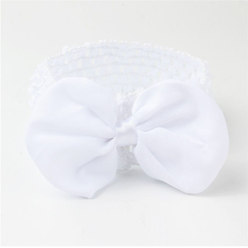 Diadema con lazo de chifón para niñas, diademas elásticas huecas para bebé, accesorios para el cabello, 170719: Blanco