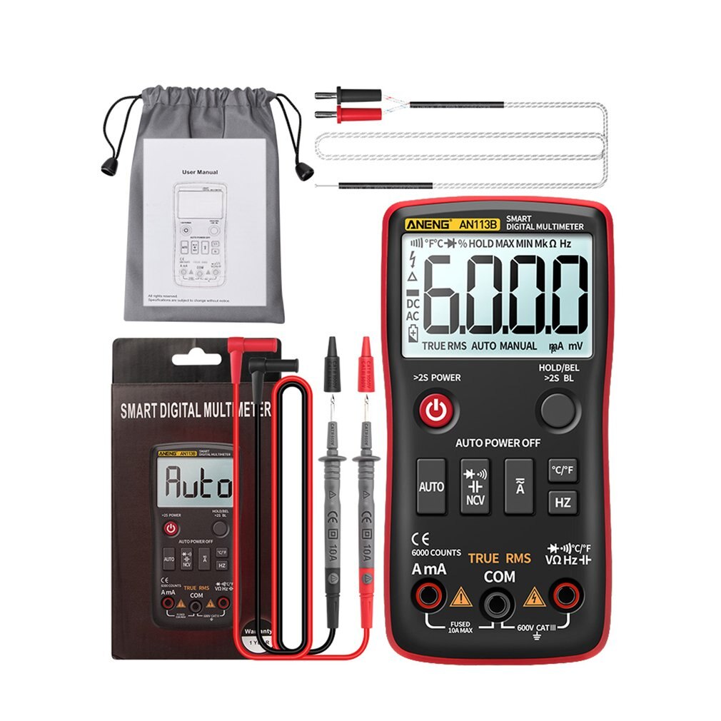 AN113B 6000 Count Multimeter Tester Fully Intelligent Automatic Range Digital Multimeter Transistor Voltmeter