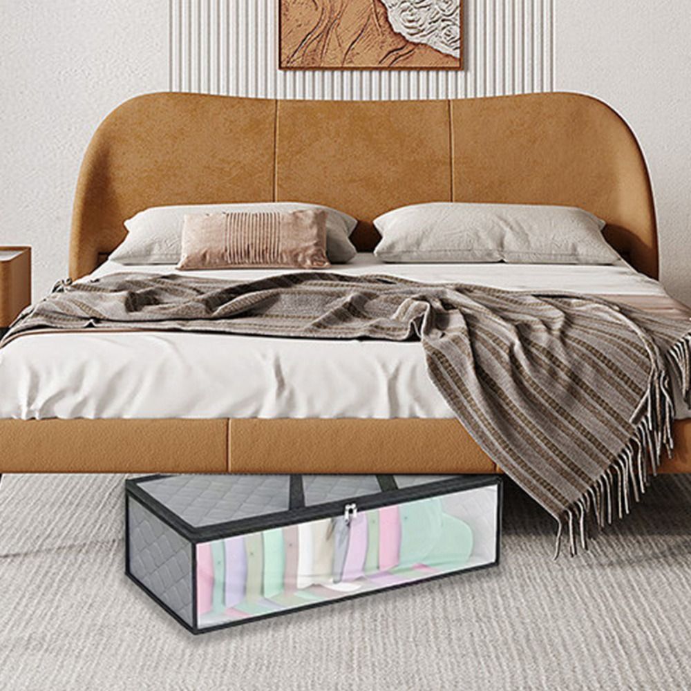 Sac de rangement sous le lit en tissu non tissé, poubelle pliable de grande capacité pour vêtements, anti-poussière avec fenêtre transparente