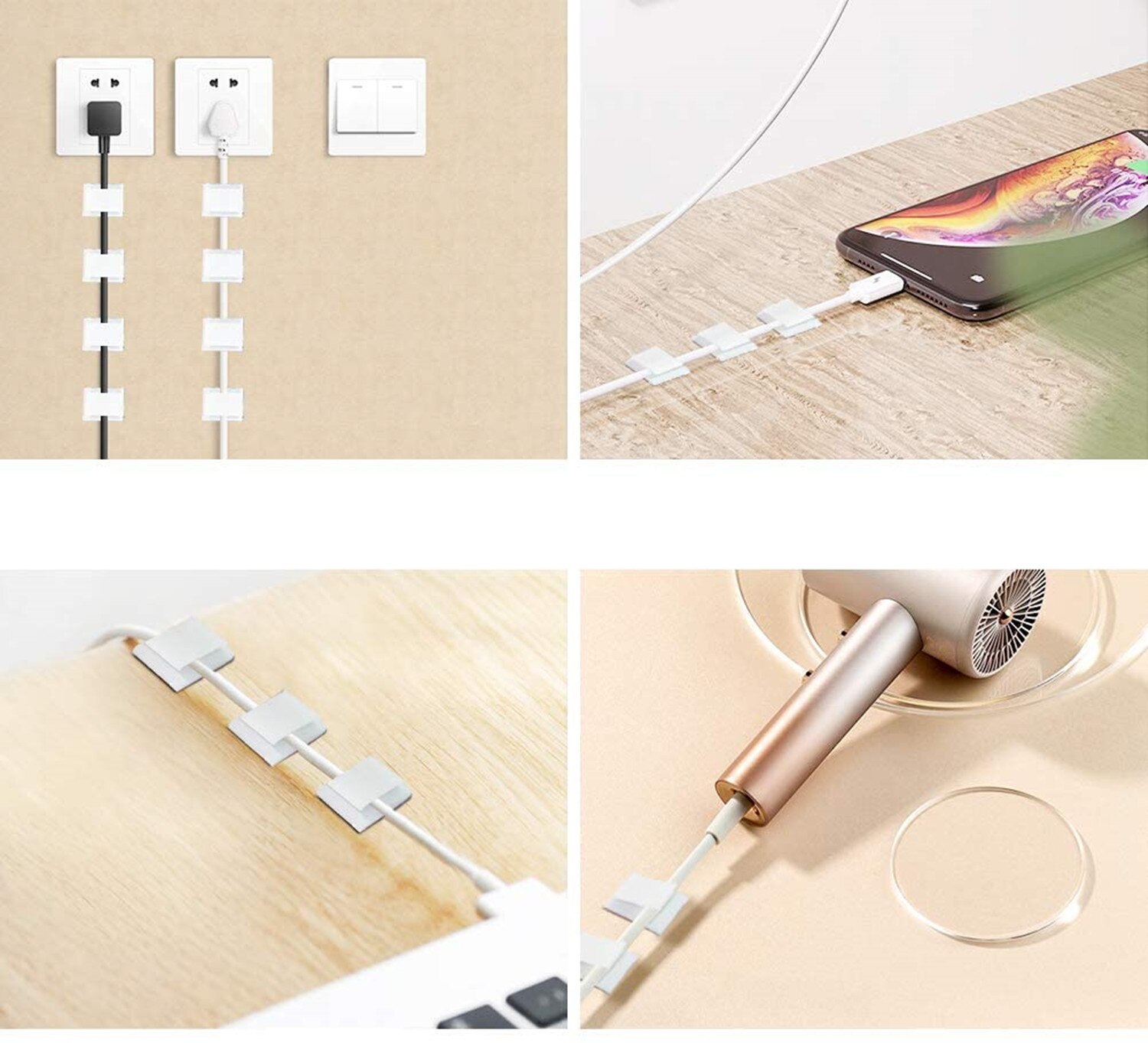 40 Stuks LED Strip Montageclips - Zelfklevende Kabelorganizers Voor 10mm Draden