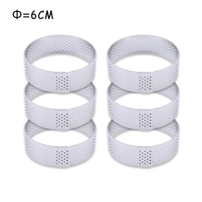 Tart Ring Stainless Steel Tartlet Mold Circle Cutter Pie Ring Heat-Resistant Perforated Cake Mousse Molds Tart Pastry: 6cm 6pcs