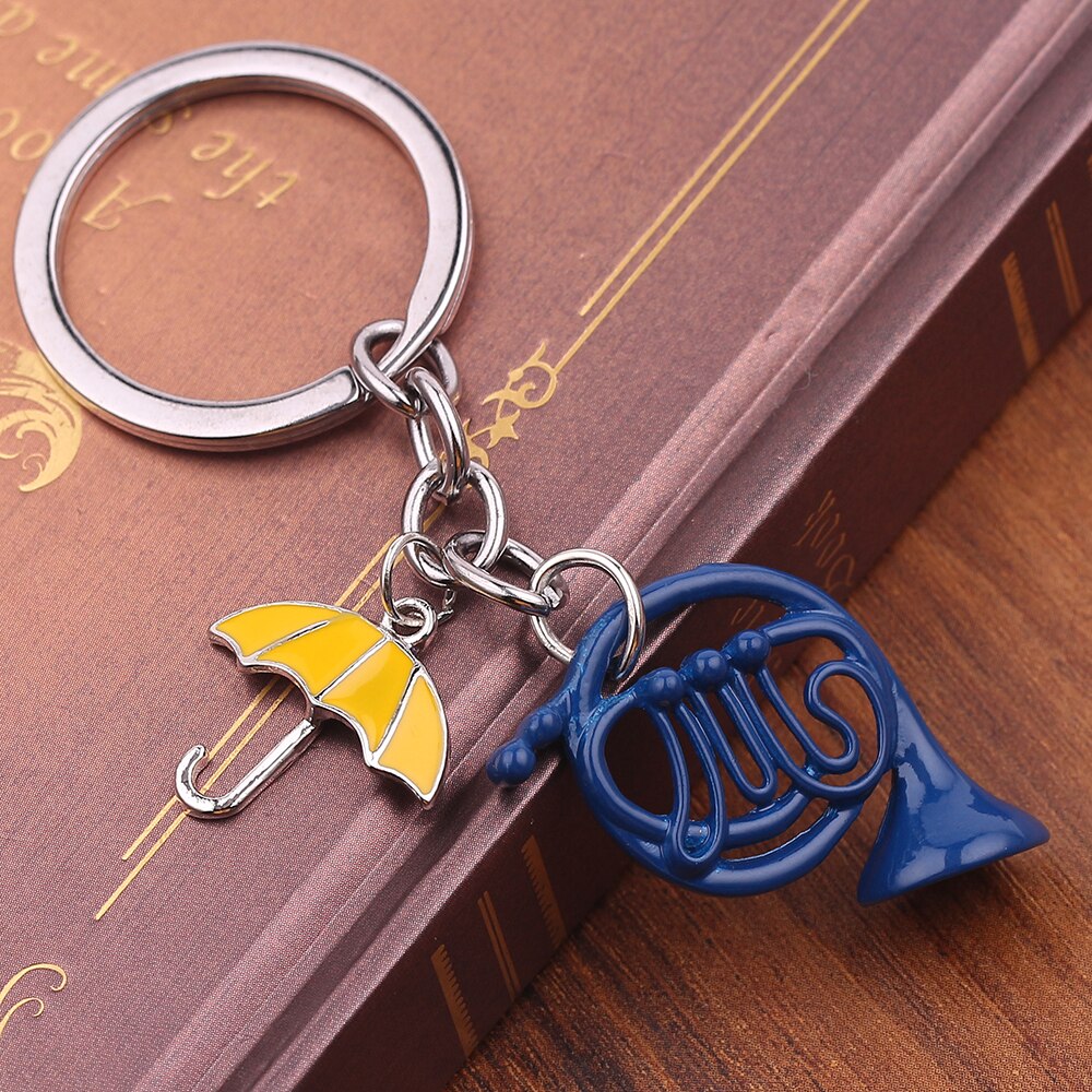 Movie Himym keychain How I Met Your Mother Keyrings Yellow Umbrella Blue French Horn Pendant keychain