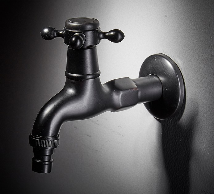 Wall Mount Garden Washing Machine Water Tap Black Oil Rubbed Brass Faucet Bibcocks Cold Water Tap Nav111
