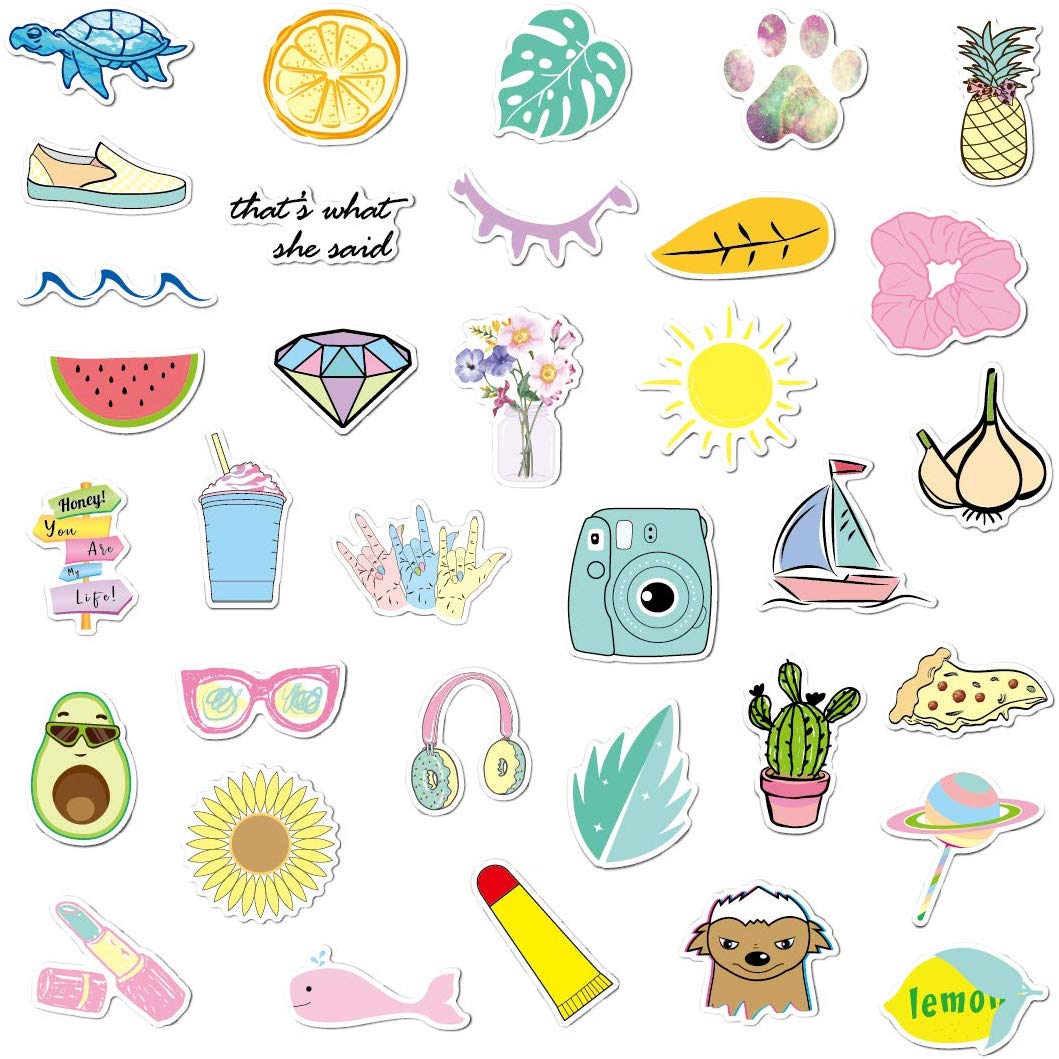 Cute Nature VSCO Girl Stickers Big 35-Pack Waterproof,Aesthetic,Trendy Stickers for Water Bottles,Laptop,Hydro Flask,Phone,Car