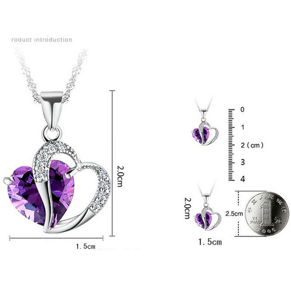 Female Crystal Heart Necklace Pendant Short Gold Chain Necklace Pendant Necklace Charm girlfriends