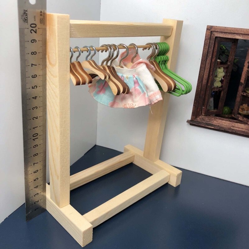 10Pcs Practical Non-Slip Wooden Dolls Clothes Hangers Coat Dress Jacket Organization Shelf Doll Accessories