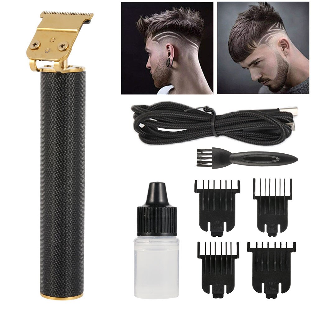 retro USB Aufladbare Haar Trimmer kabellos Barbier Carving Haar Haarschneidemaschine Große Energie Geräuscharm T9 Haar Schneiden Für Art Erwachsene: Typ 1 mit Kasten