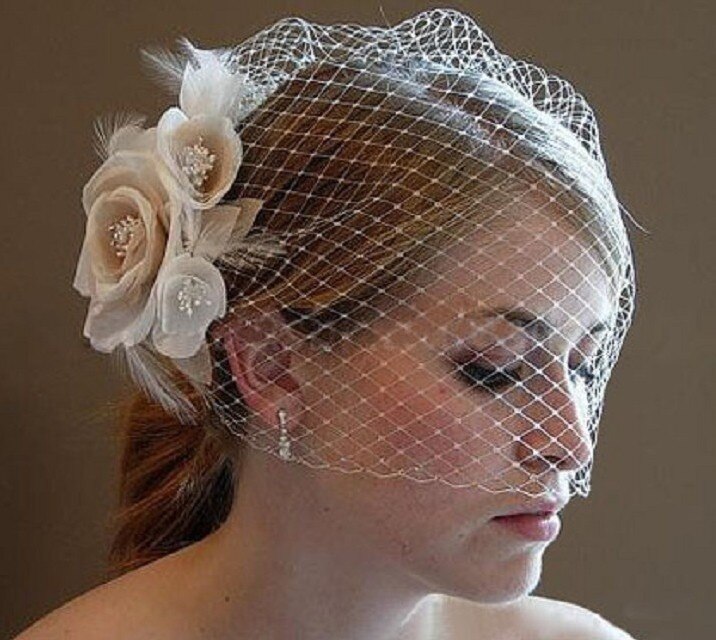 Bryllup slør fuglebur slør blomster brudeslør bur veu de noiva accessoire cheveux mariage bryllup hår tilbehør