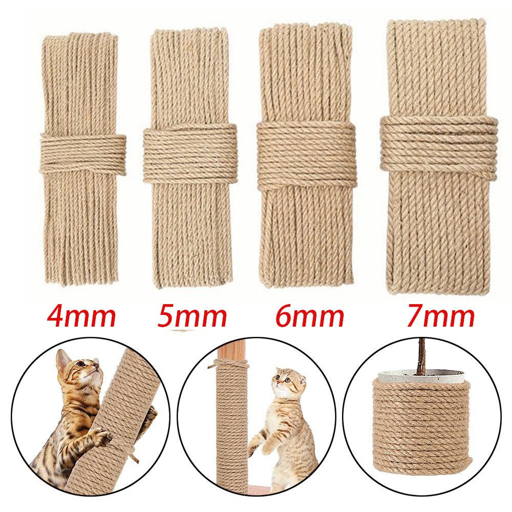Sisal Rope Cat Tree DIY Scratching Post Toy Cat Climbing Frame Replacement Rope Desk Legs Binding Rope for Cat Sharpen Claw