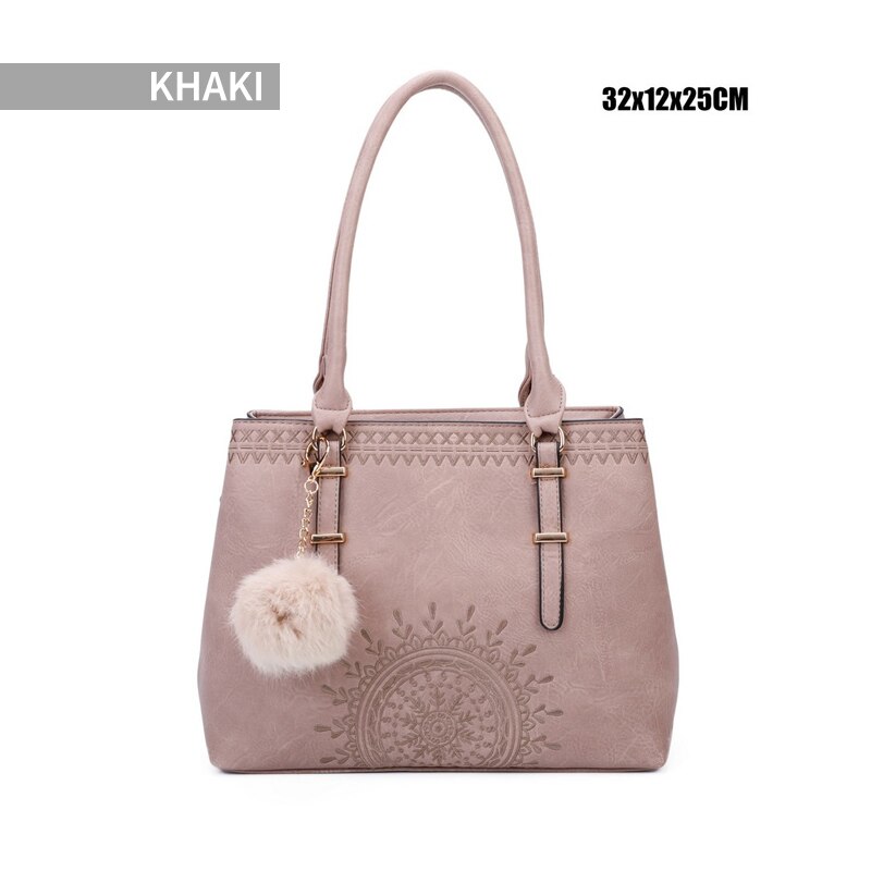 Giovanna Milano Bolso mediano de hombro con cremallera y bordados bohemian para chicas Bolsos de mano dibujo totem embossing atrapasueños vintage bolsillo compartimiento escolar viaje oficina casual mujer T10861: Khaki