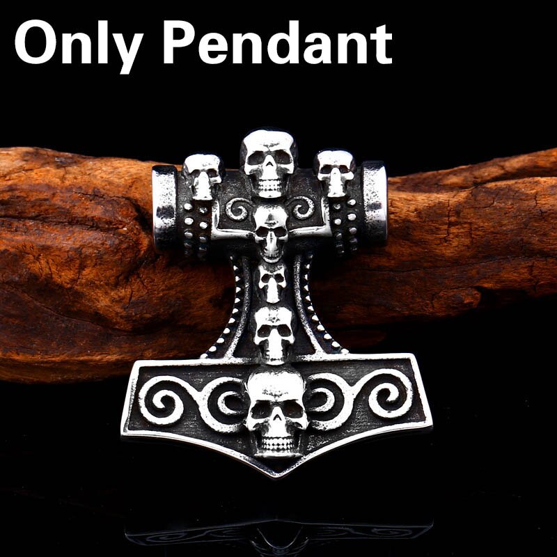 Beier 316l rostfri viking norrländska odin thors mjolnir hammare män skandinaviskt halsband hänge dödskalle smycken  lp390: Ljusgul guldfärg