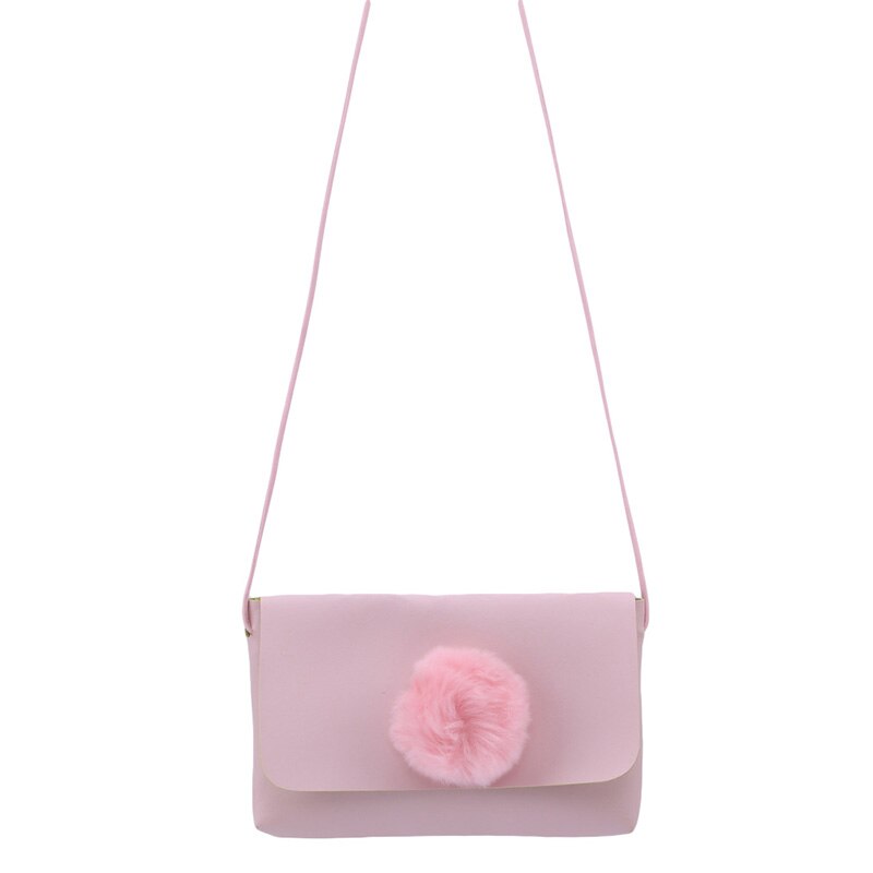Monedero para niños versión coreana PU Hairball, sólida, sencillos para niños, de cumpleaños para niñas pequeñas, Monedero: Pink