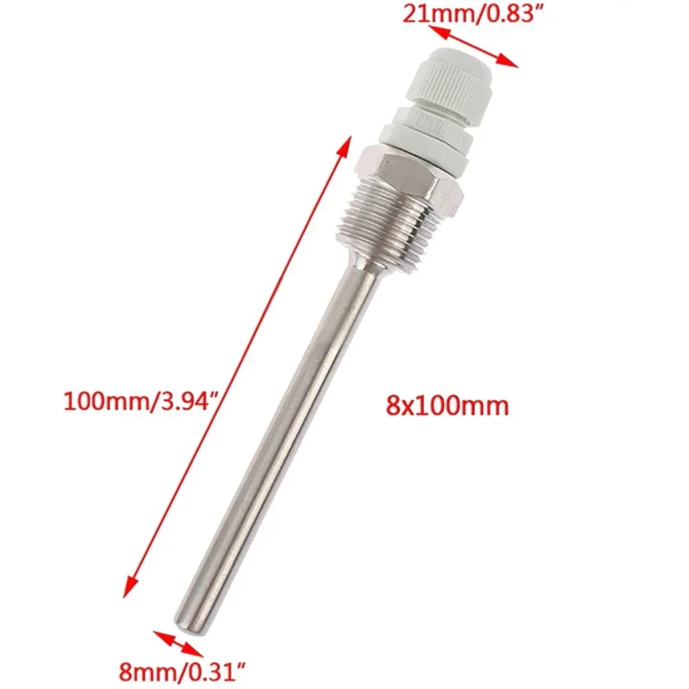 1pc termolommer 30-200mm termolommer 304 rustfrit stål 1/2 g gevind 1/2 "  dn15 til temperatursensor