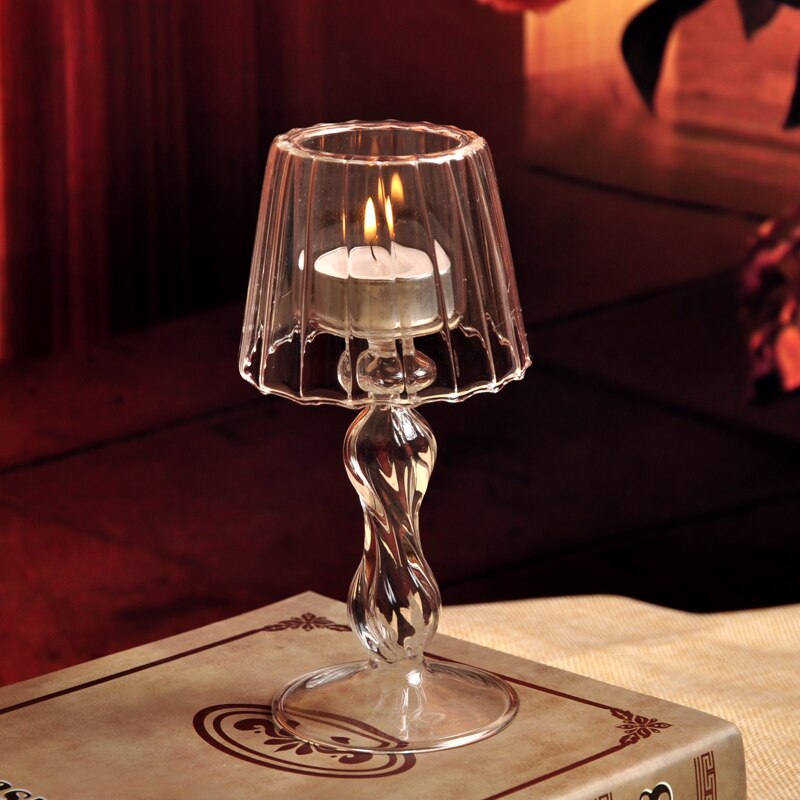 Kaarsenhouder glas roze huren bij Table Moments Kaarsenhouder glas roze huren bij Table Moments