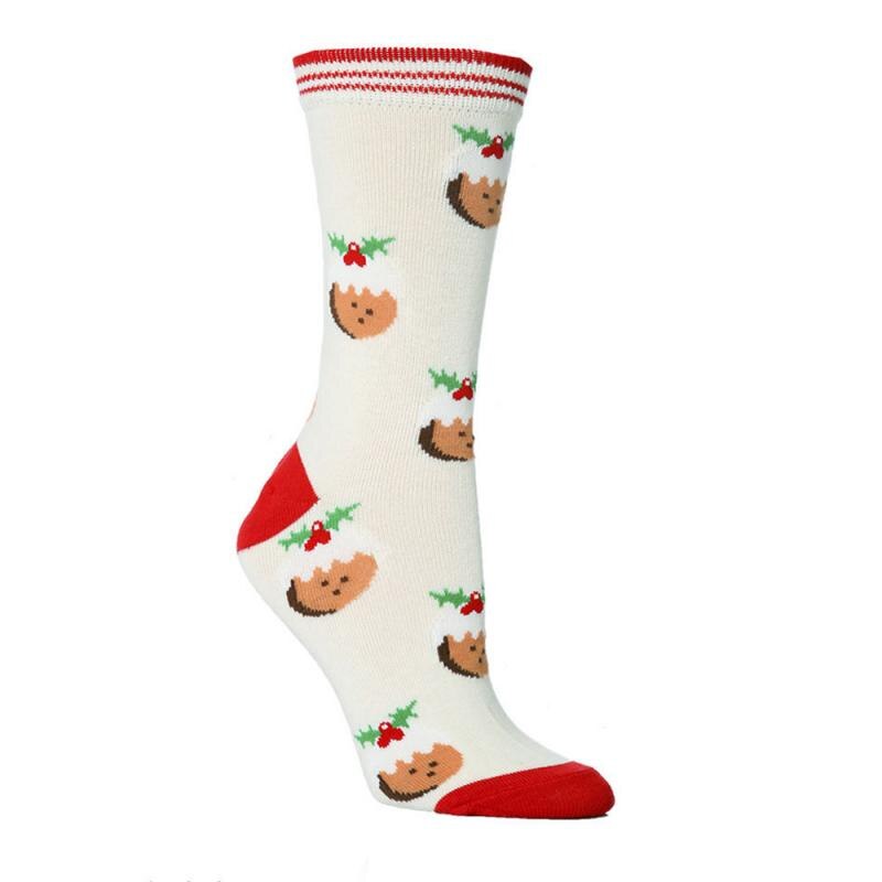 Ett par julstrumpor för herr och dam för uk storlek 4-8 julstrumpa santa snöflinga bells älgstrumpor: Mönster e