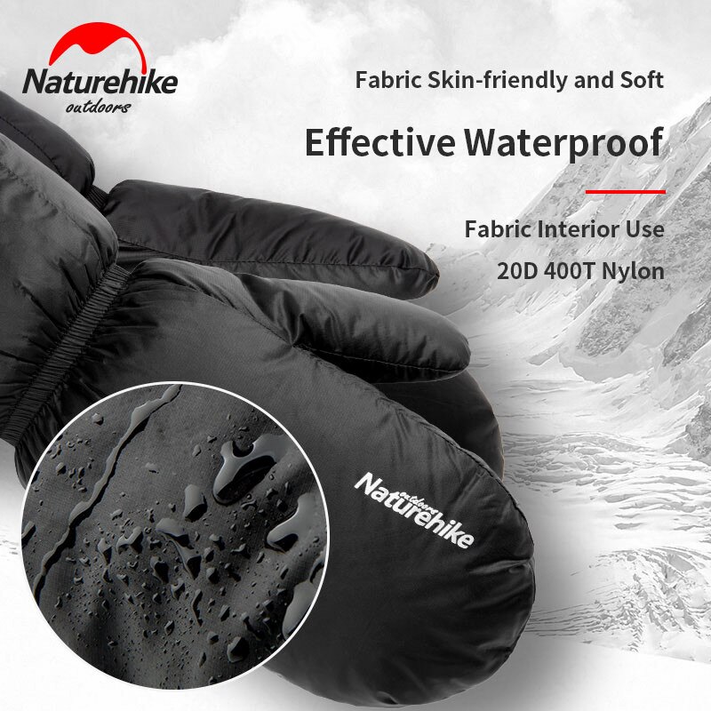 Naturehike Goose Down Gloves Unisex 50g Ultralight Snow Gloves Winter Warm Goose Down Gloves Waterproof Skiing Supplies Warm