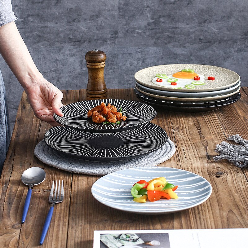 Europese Relief Stijl Diner Platen Eetkamer Plaat Portie Schotel Ronde Plaat Cake Lade Westerse Steak Ronde Lade Keuken Plaat ZH632