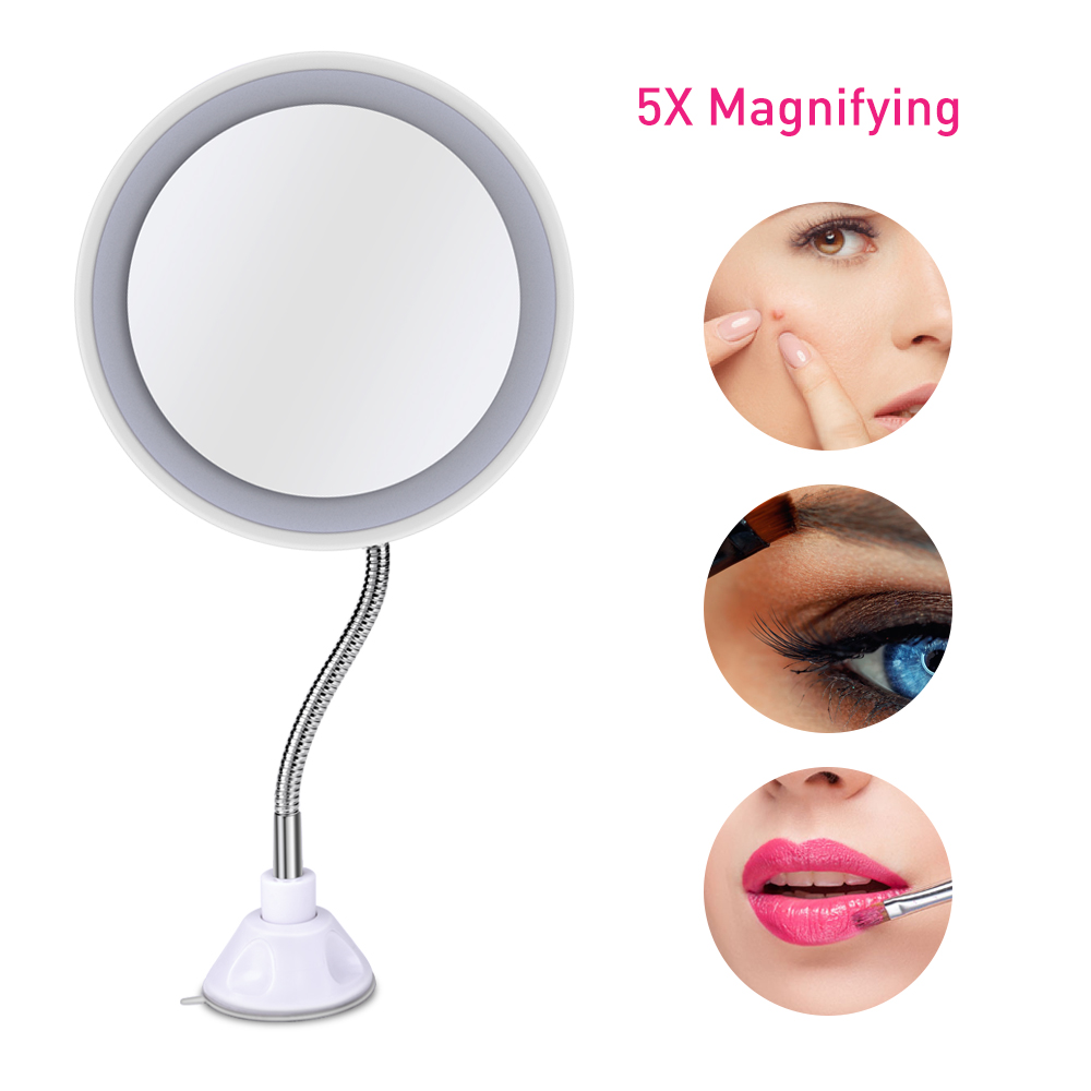 Magnifying Mirror 10/5X illuminated 24 LEDs Lighted Makeup Mirrors Table Bathroom 360° Swivel Shaving Cosmetic Mirror for Woman