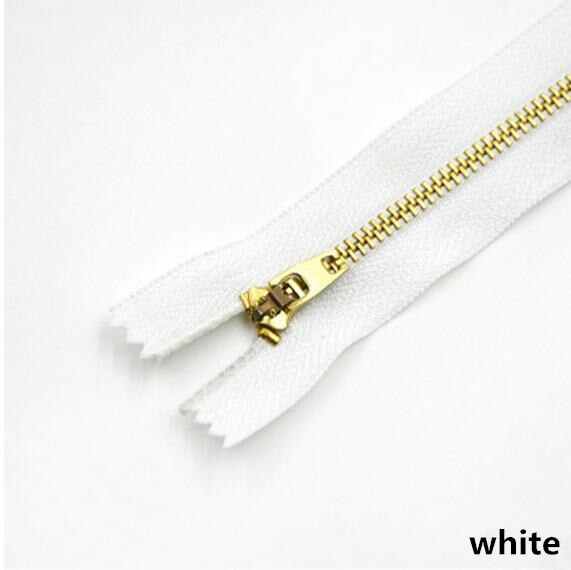 5 pièces 3 # fermeture à glissière en métal 13cm serrure automatique fermeture à glissière pour pantalon veste poche jean sac bricolage couture Zips vêtement accessoires A4-17: white