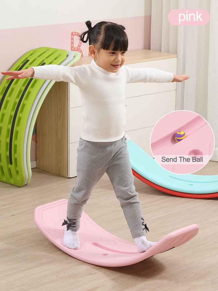 Altalena Balance Board plastica asilo all&#39;aperto per bambini Indoor Smart Kids Sense Training curvo Skateboard nuoto giocattolo regalo: Pink