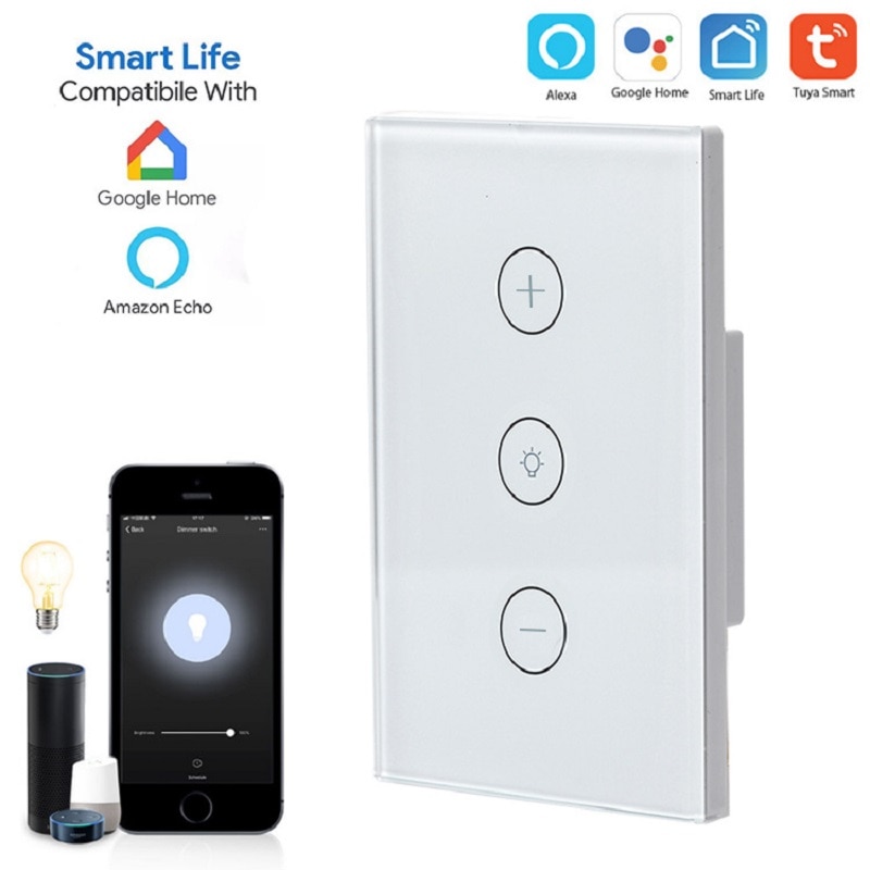 Smart switch U.S wifi dimmer switch wireless remote control scree touch dimmer switch Alexa voice dimming AC110-240V