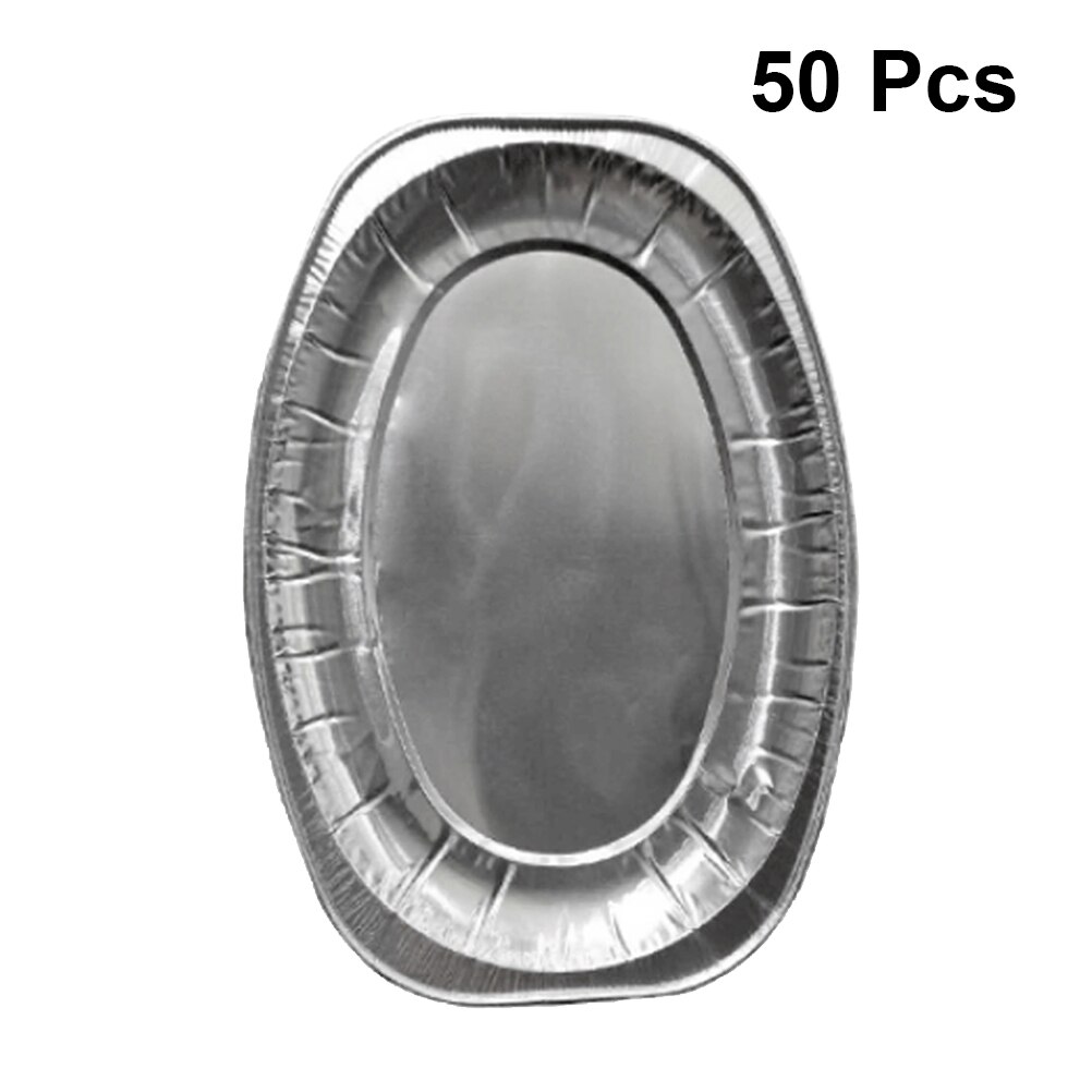 20pcs Disposable Oval Serving Plates Aluminium Foil Tray Serving Dishes Tableware for Catering BBQ Banquet Parties: Default Title