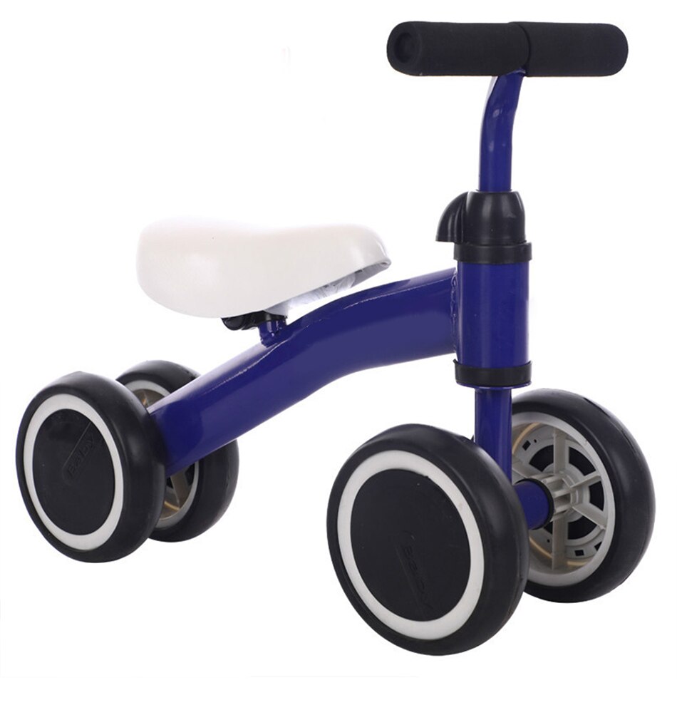 Baby mini cykel børnecykel med 4 hjul balance pedal legetøj firehjulet cykel i 1-3 år børn til læring gå scooter: Blå cykel