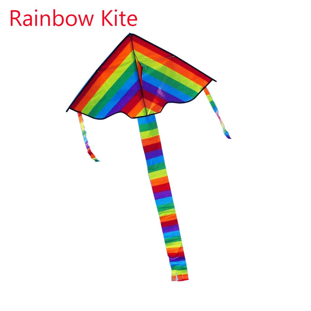 Cometa de arco iris de , lote de 2 unidades con herramientas de vuelo, cometa deportiva divertida para exteriores, cometa de Color triangular para niños,