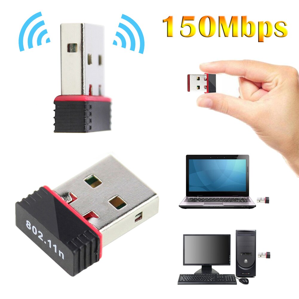 150Mbps Mini Wifi Adapter Usb Draadloze Ethernet Lan Netwerkkaart 802.11 N/G/B USB2.0 Wi Fi adapter Voor Mac Windows Laptop Pc