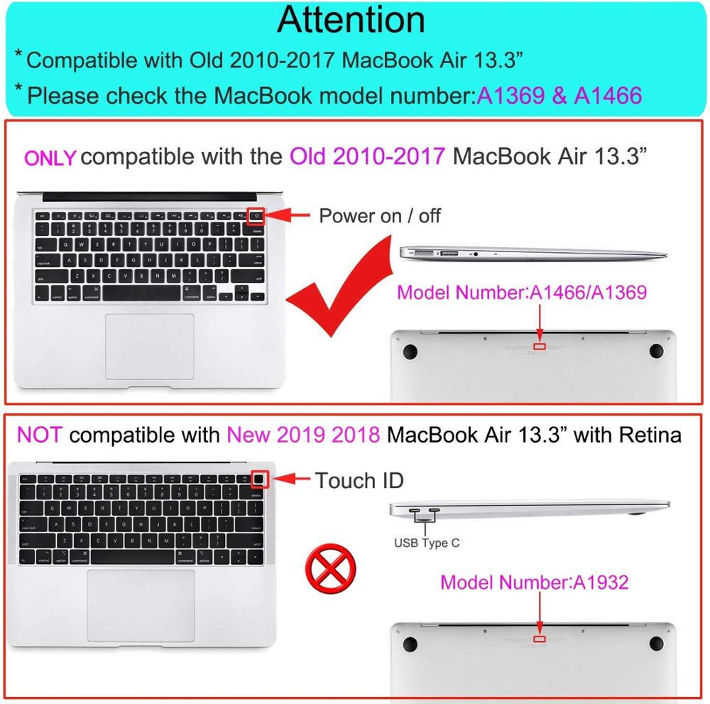 Mosiso laptophoes voor macbook air 13 inch,  a1466 a1369 + siliconen toetsenbordhoes + schermfolie + opbergtas