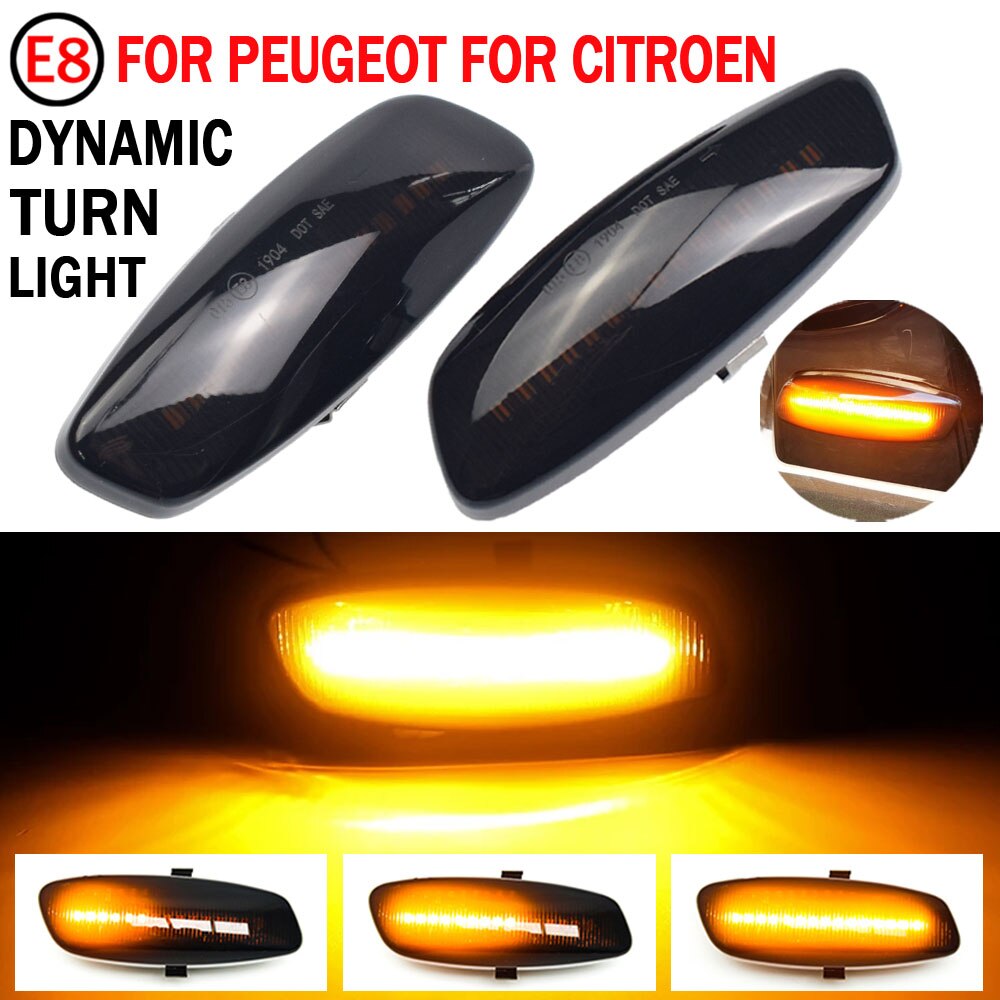 2pcs Led Dynamic Side Marker Turn Signal Light Sequential Blinker For Peugeot 308 207 3008 5008 For Citroen C4 C3 C5 DS3 DS4
