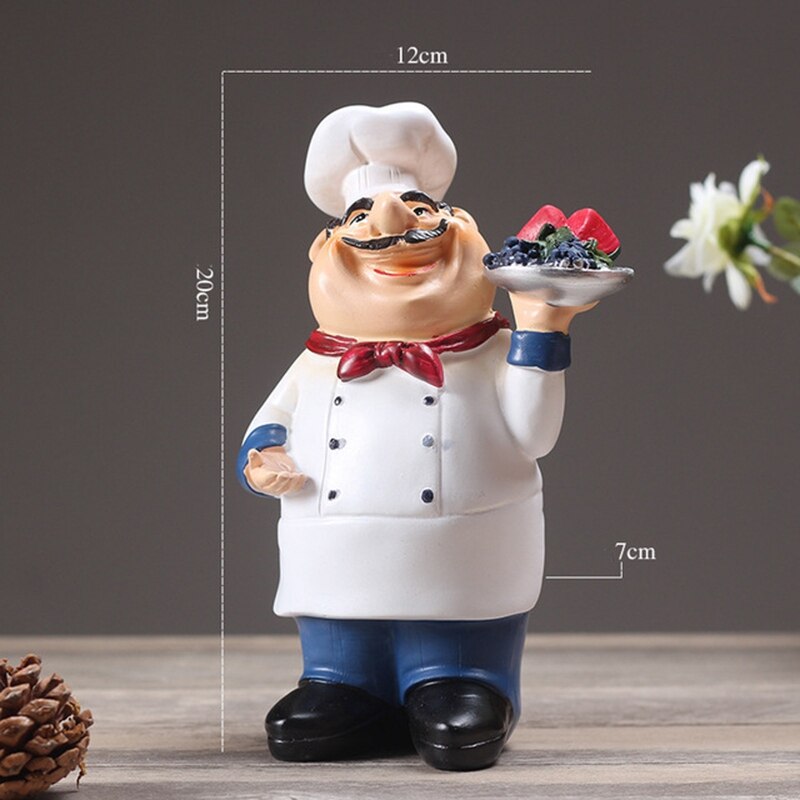 Retro Chef Model Ornaments Resin Crafts Mini Chef Figurines Home Kitchen Restaurant Bar Coffee Decor-D