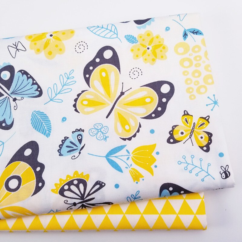 2 pièces bricolage à la main imprimé coton dessins animés flamant licorne tissu tissu couture Quilting animaux tissus pour enfant Patchwork: green / 50 50cm