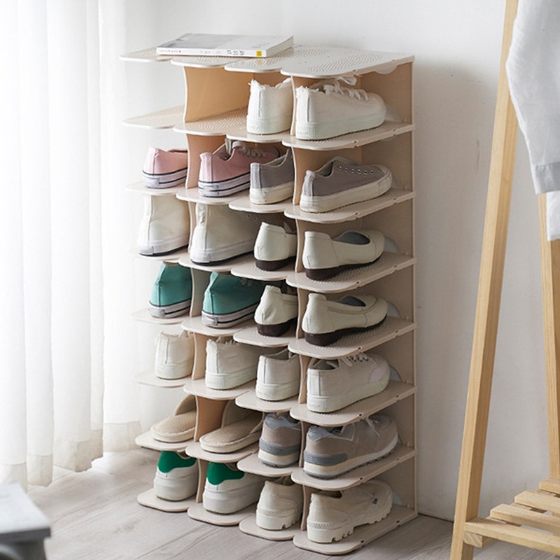 DIY Assembly 6 Layers Stackable Shoe Organizer Shoe Shelf Shoe Rack Stand Space Saving Shoe Hanger Shoe Box Cabinet storage