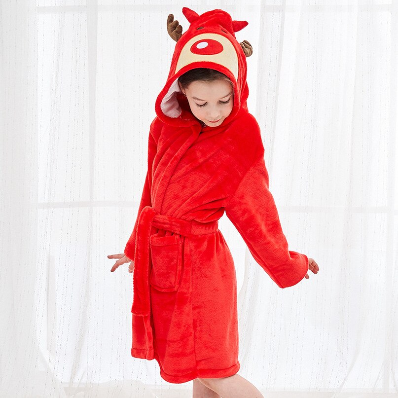 Herfst Winter Flanel Badjassen Leisure Mooie Baby Meisje/Jongen Hooded Kinderen Handdoek 6 Soorten Cartoon Dieren Badjassen pyjama
