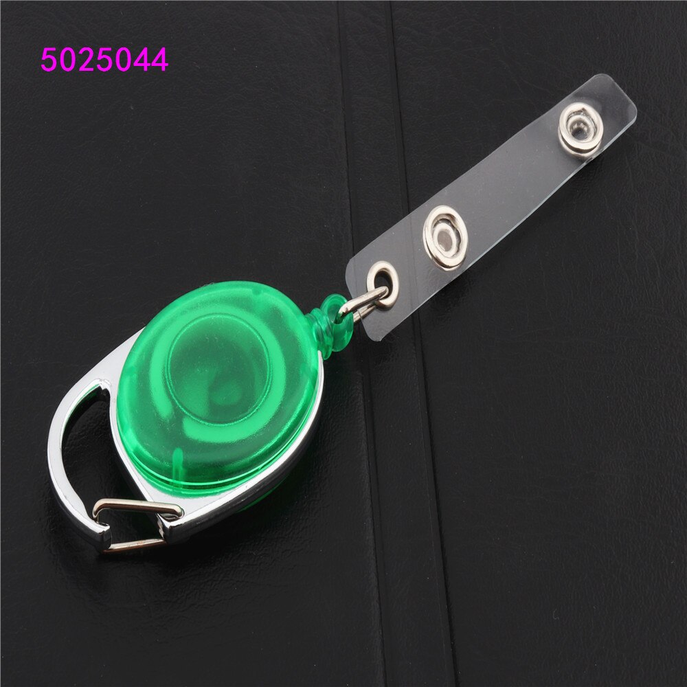 Retractable Pull Badge Reel Zinc Alloy Plastic ID Lanyard Name Tag Card Badge Holder Reels Key Ring Chain Clips: Transparent green
