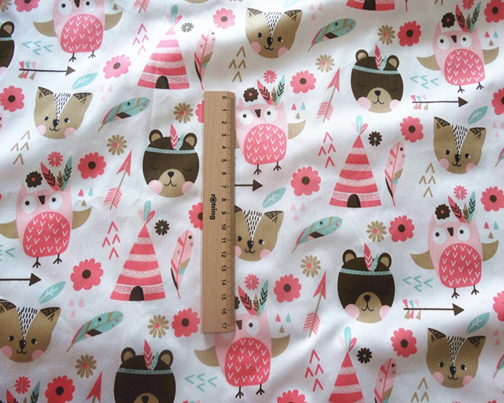 Telas de algodón con estampado de dibujos animados para tela de sarga de algodón para bebé y niña, bricolaje, costura de retales, hoja de tela de 50x160cm: D-Cotton Fabrics