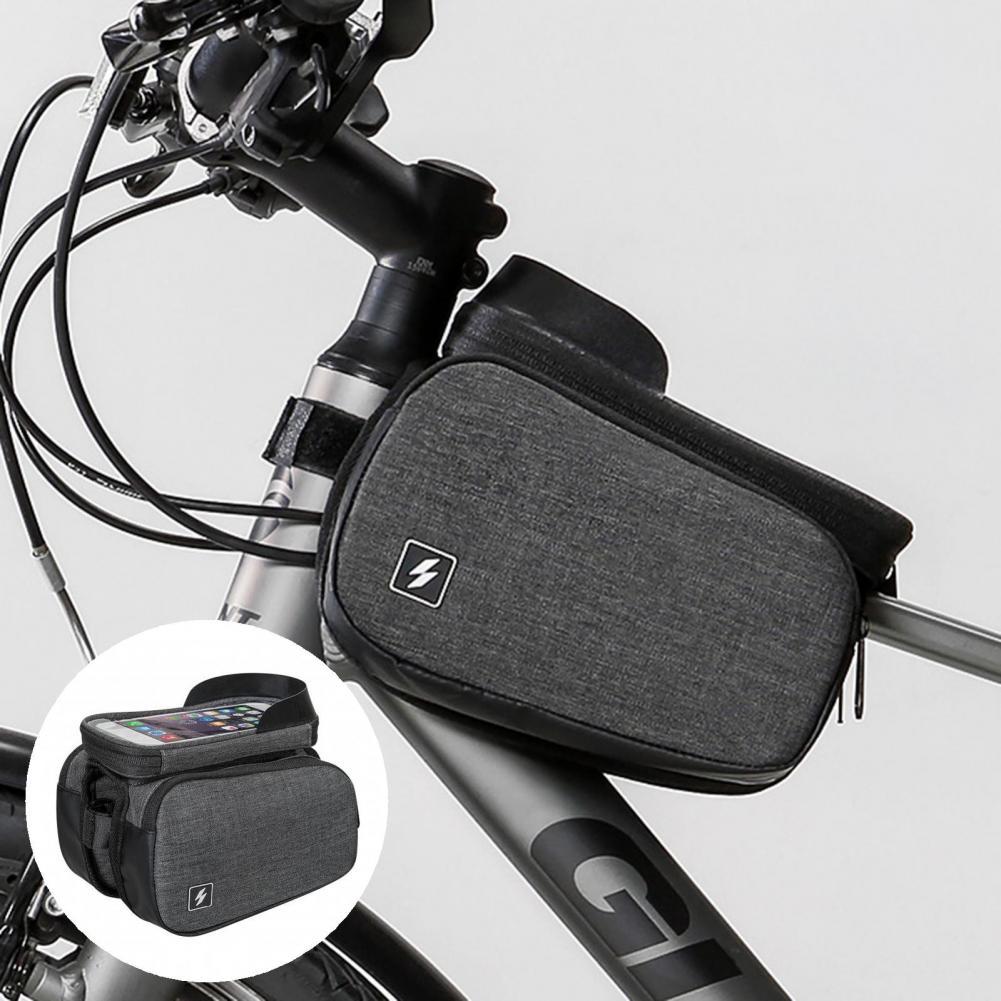 1.5L Front Frame Pouch Black Grey Fasten Tape Compartment Bike Trunk Bag Cycling Accessories Top Tube Bag Bike Bag