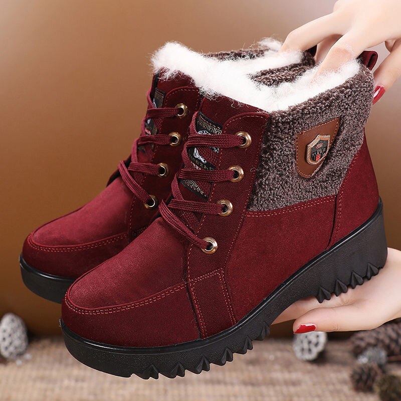 Bottes de neige confortables et imperméables à lacets pour femme, bottines de , mi-mollet, garde au , décontractées, pour l'hiver