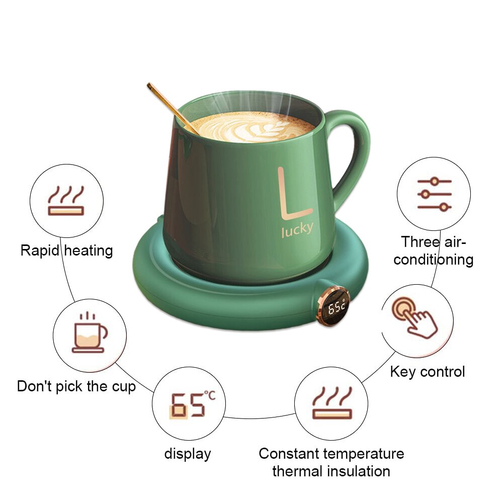Coffee Tea Mug USB Warmer Pad Electric Heating Cup Pad Home Office 3 Temperatures Adjustable LCD Display Idea