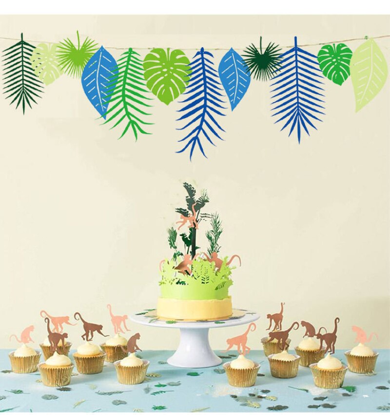 Hawaiian kaktus flamingo banner kranseblad papir fest banner bunting dekoration hawaiisk tema fest fødselsdag forsyninger