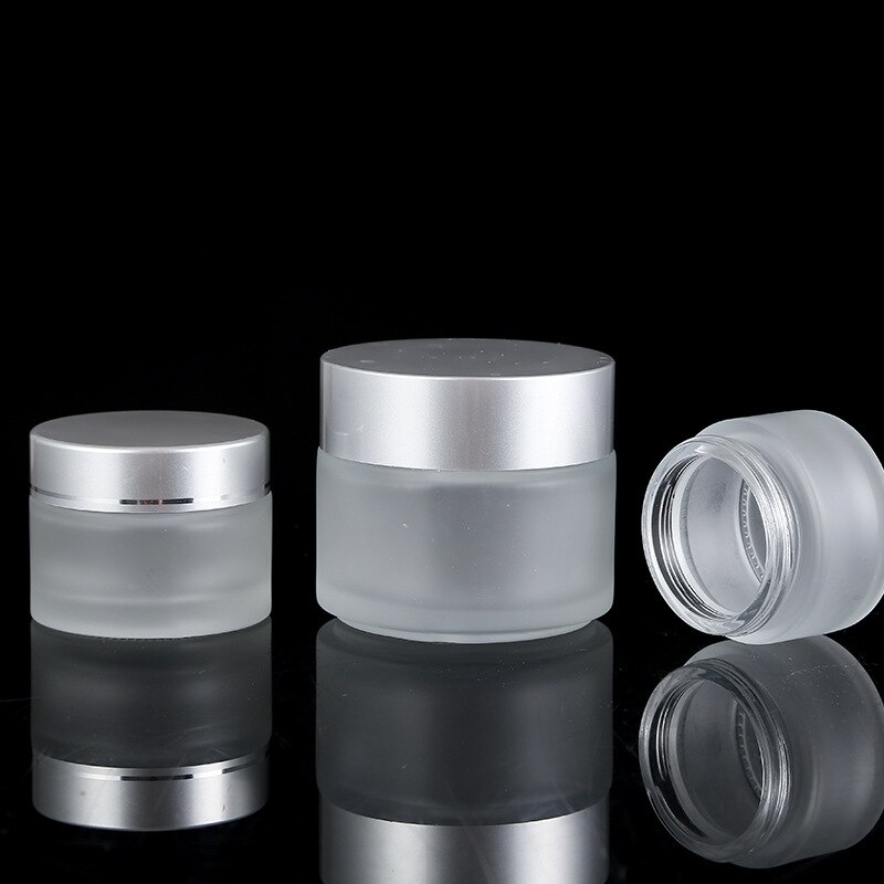 Face Cream Container Frosted Glass Refillable Ointment Bottles Empty Cosmetic Jar Pot Eye Shadow Storage 5/10/15/20/30/50/100g