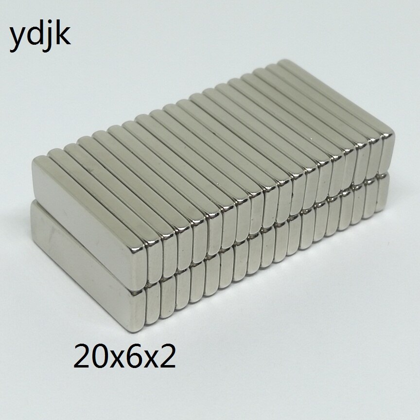 10 20 50 100 teile/los Neodym Magnet 20*6*2 N35 Rechteckigen Magnet 20x6x2 starke NdFeB Magnet magnetische Material für moto