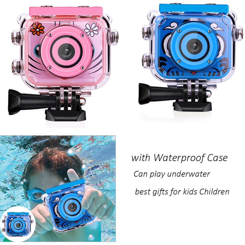 Børn action kamera 1080p 2.0 ”hd digitalt kamera til skiløb svømning barn fødselsdag gå vandtæt pro dv videooptager