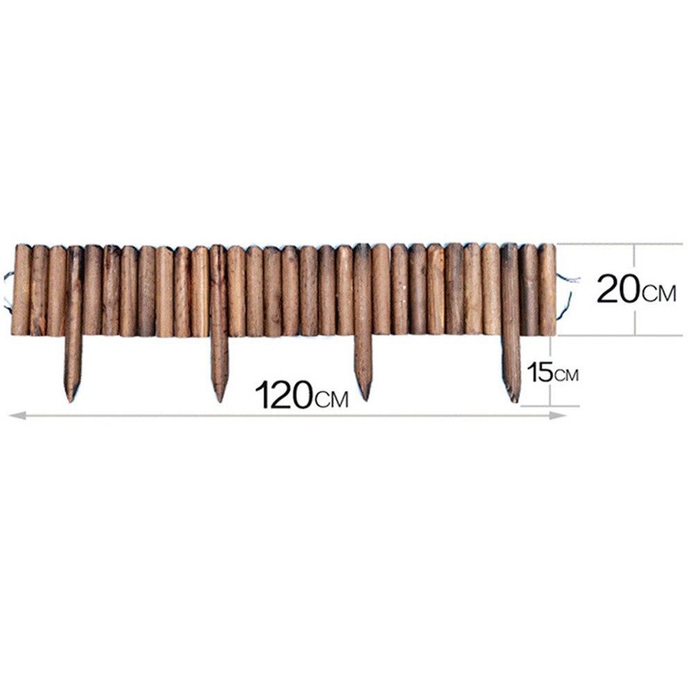 Garden Log Roll Border Wooden Fence Barrier Decorative Flower Bed Timber Pile Wooden Edging Fence For Flower Beds Lawns Paths: B 20x120CM