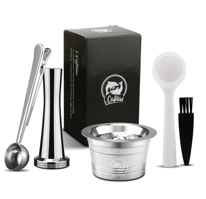 ICafilas-cápsulas de café reutilizables Cafissimo de acero inoxidable, filtro de cafetera para café puro/Tchibo clásico: 1Classic 1 tamper1sp