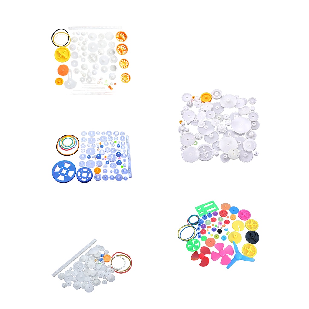 Jeu d'engrenages en plastique, divers types d'engrenages d'emballage pour jouets automobiles, engrenages de moteur, essieu à vis sans fin, bagues de courroie