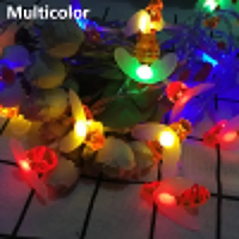 Solar-Bienen-Lichterkette für den Außenbereich, Lichterkette, Weihnachtsgirlande, 8 Modi, wasserdichtes Terrassenlicht für Gartenparty-Dekoration: ROSE / 11-15W