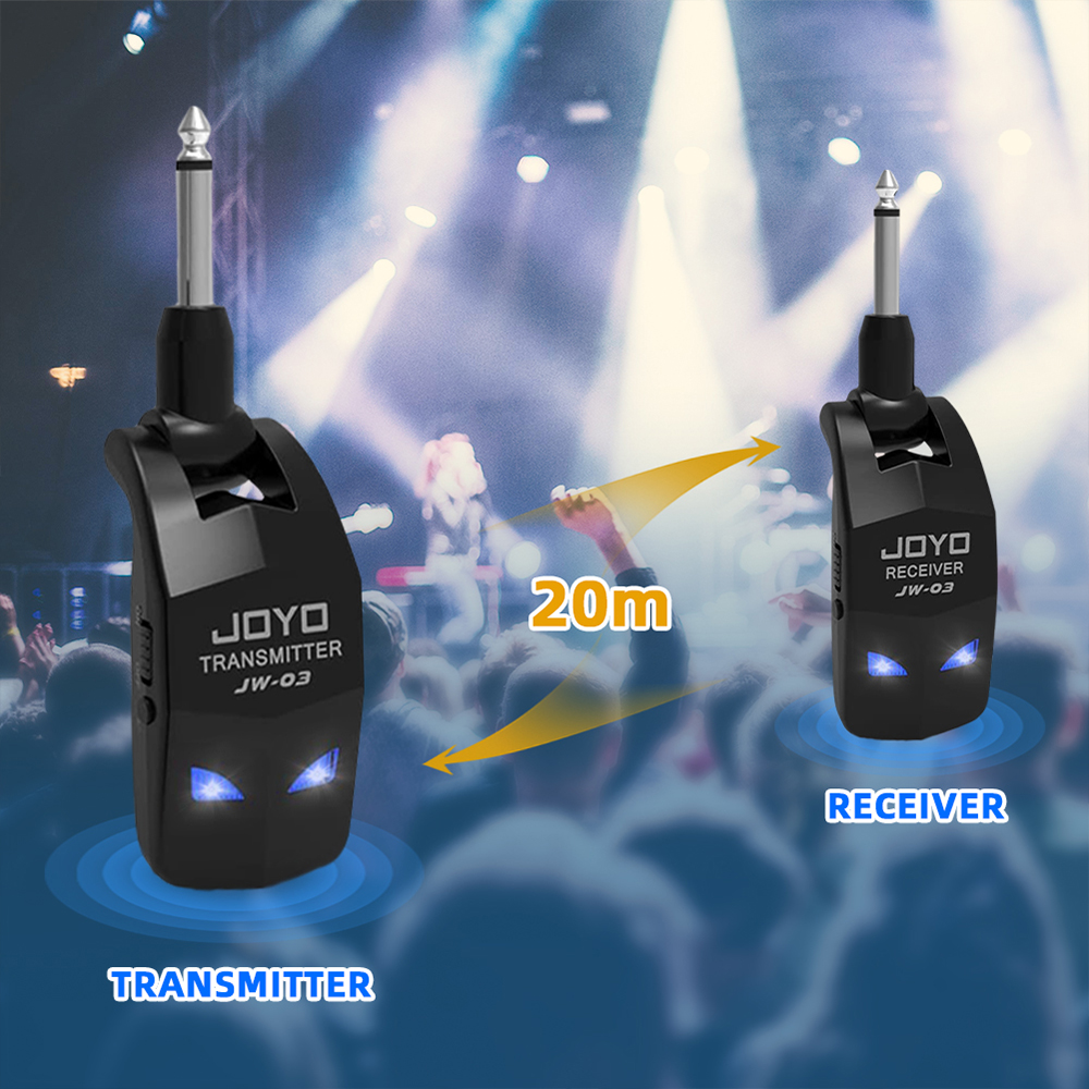 JOYO JW-03 Wireless Guitar System 2.4G 4 Channels Rechargeable Wireless Transmitter Receiver for Electric Guitar Bass Amplifier